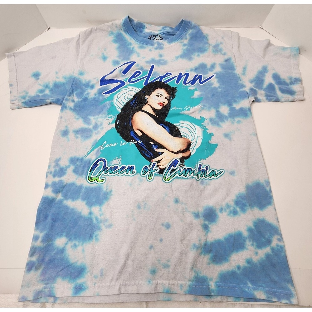 Selena Queen of Cumkin Tejano Latin Music 80's 90's Blue Tie Dye Sz Med T-Shirt